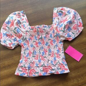 VINCE CAMUTO NWT GIRLS SIZE 6 FLORAL PUFF SLEEVED TOP